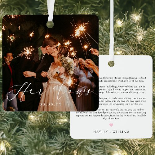 Wedding Her Vows Photo Keepsake Metal Ornament