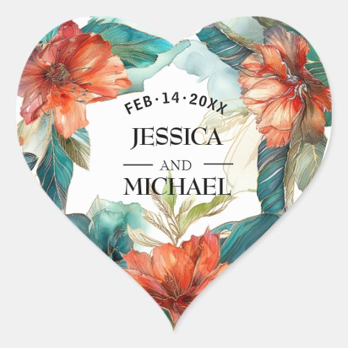  Wedding Hibiscus Serenade Paradise Heart Sticker