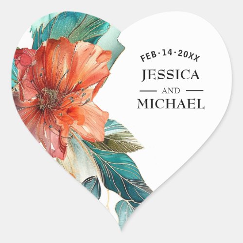 ️ Wedding Hibiscus Serenade Paradise Heart Sticker