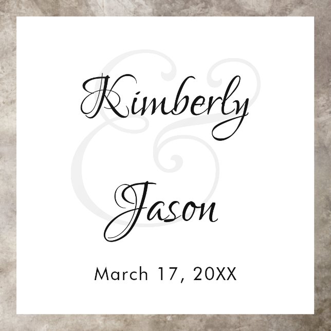 Wedding, His & Her Script Names, Date, Black/Grey Floor Decals (Insitu)