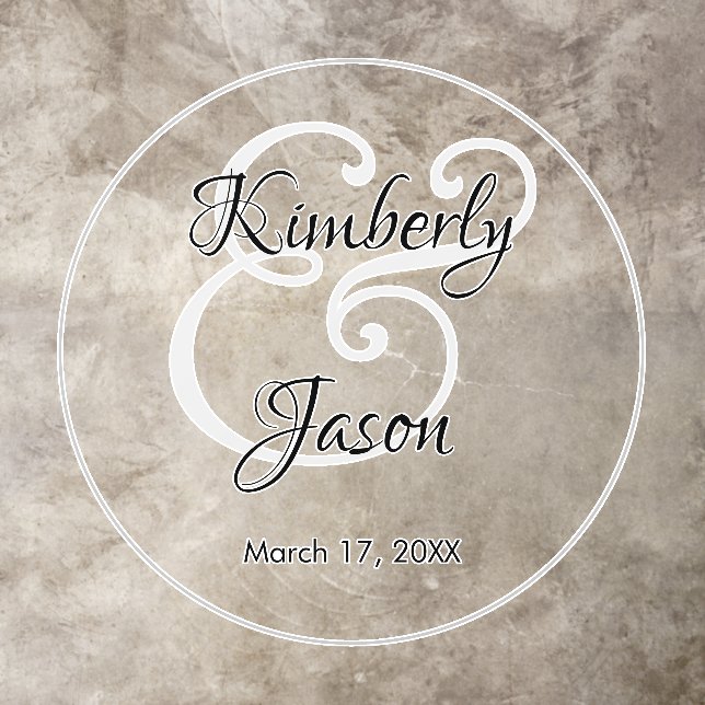 Wedding, His & Her Script Names, Date, Black/Grey  Floor Decals (Insitu)