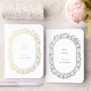 Wedding His Her Vow Baby's Breath Bride Groom Foil Vow Books