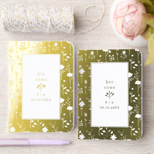 Wedding His Her Vow Boho Floral Bride Groom Speech Foil Vow Books