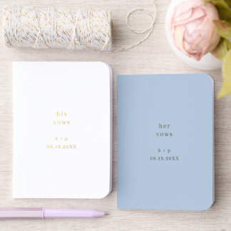 Wedding His Her Vow Bride Groom Vows White Blue Foil Vow Books
