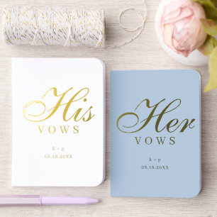 Wedding His Her Vow Bride Groom Vows White Blue Foil Vow Books