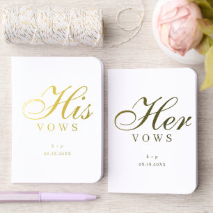 Wedding His Her Vow Bride Groom Vows White Foil Vow Books