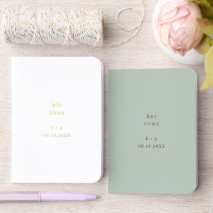 Wedding His Her Vow Bride Groom Vows White Green Foil Vow Books