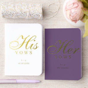 Wedding His Her Vow Bride Groom Vows White Purple Foil Vow Books