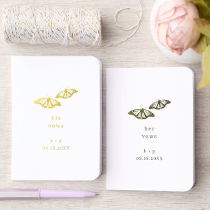 Wedding His Her Vow Butterfly Bride Groom Speech Foil Vow Books