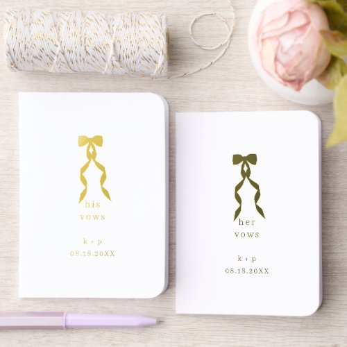 Wedding His Her Vow Gold Bow Bride Groom Speech Foil Vow Books