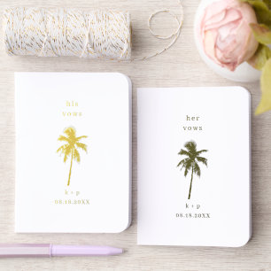 Wedding His Her Vow Palm Tree Bride Groom Speech Foil Vow Books