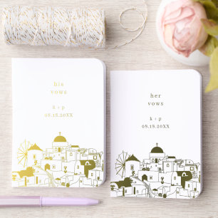 Wedding His Her Vow Santorini Bride Groom Speech Foil Vow Books