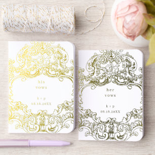 Wedding His Her Vow Vintage Bride Groom Speech Foil Vow Books