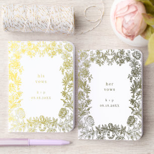 Wedding His Her Vow Vintage Floral Bride Groom Foil Vow Books