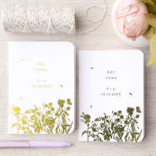 Wedding His Her Vow Wildflowers Bride Groom Speech Foil Vow Books