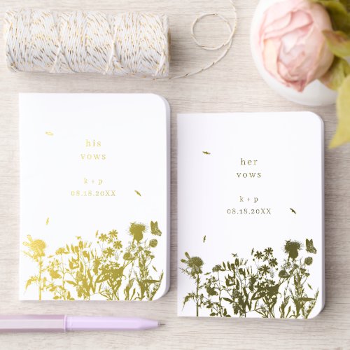 Wedding His Her Vow Wildflowers Bride Groom Speech Foil Vow Books