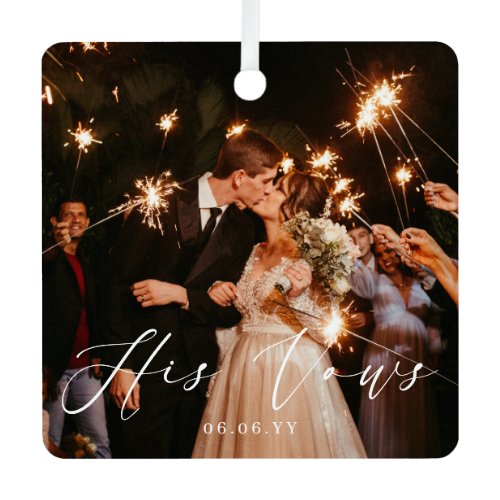 Wedding His Vows Photo Keepsake Metal Ornament