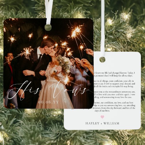 Wedding His Vows Photo Keepsake Metal Ornament
