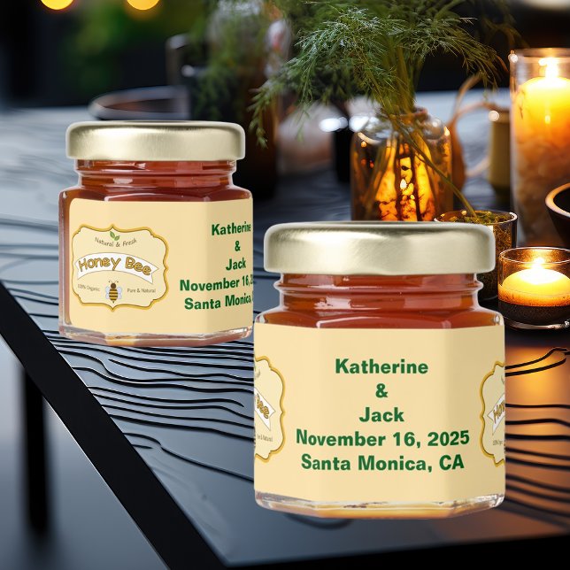 Wedding Honey Bee Customizable Text Label Jar Favors (Creator Uploaded)