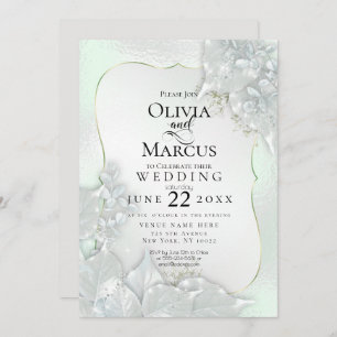 WEDDING   Honeydew Green Pearl Shimmer Invitation