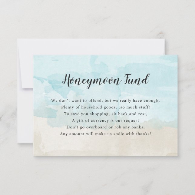Wedding Honeymoon card | beach watercolor (Front)