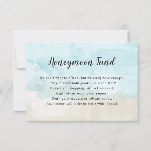 Wedding Honeymoon card  beach watercolor