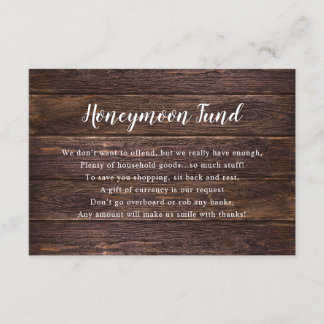 Wedding Honeymoon card | rustic dark wood