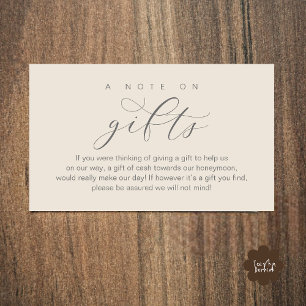 Wedding Honeymoon Fund, A Note on Gifts Enclosure Card