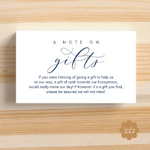 Wedding Honeymoon Fund, A Note on Gifts Enclosure Card