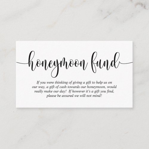 Wedding Honeymoon Fund and Wish Modern Script Enclosure Card