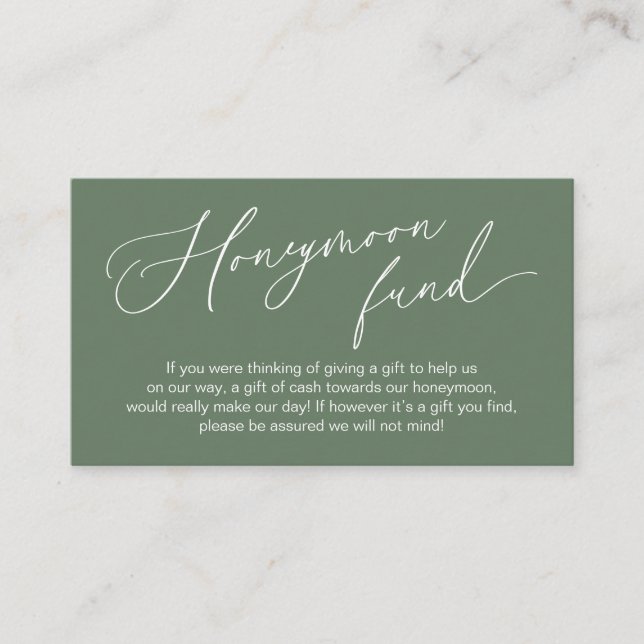 Wedding Honeymoon Fund, Gifts in Cash Wishing Well Enclosure Card (Front)