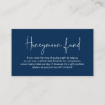 Wedding Honeymoon Fund, Modern Handwritten Script Enclosure Card<br><div class="desc">Celebrate the beginning of your journey together with our elegantly crafted "honeymoon fund" wedding invitation enclosed card. Featuring a sophisticated blend of modern script and romantic allure, in timeless navy blue theme, each card is meticulously designed to convey the essence of your special day. Perfectly suited for couples seeking a...</div>