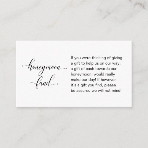 Wedding Honeymoon Fund Modern Handwritten Script Enclosure Card