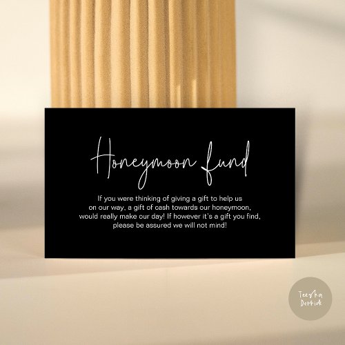 Wedding Honeymoon Fund Modern Handwritten Script Enclosure Card