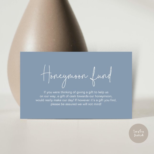 Wedding Honeymoon Fund, Modern Handwritten Script Enclosure Card (Wedding Honeymoon Fund, Modern Romance Handwritten Script Enclosure Card, in Dusty Blue)