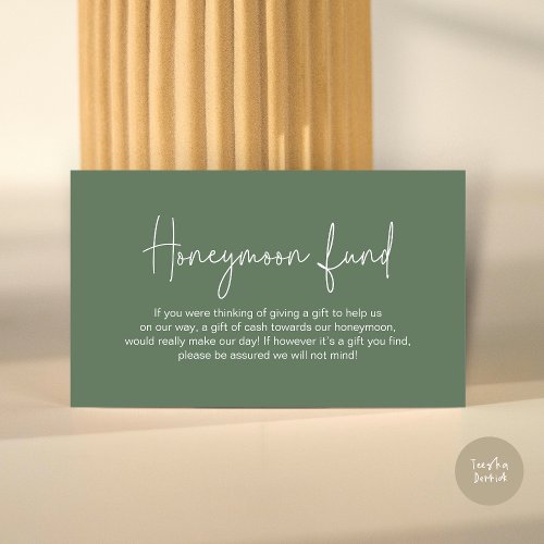 Wedding Honeymoon Fund Modern Handwritten Script Enclosure Card