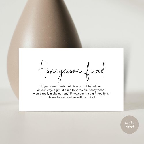 Wedding Honeymoon Fund Modern Handwritten Script Enclosure Card