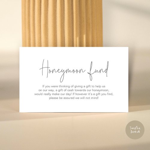 Wedding Honeymoon Fund Modern Handwritten Script Enclosure Card