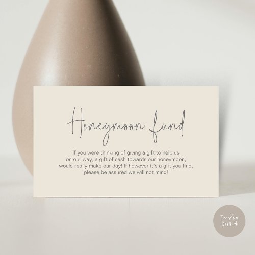 Wedding Honeymoon Fund Modern Handwritten Script Enclosure Card