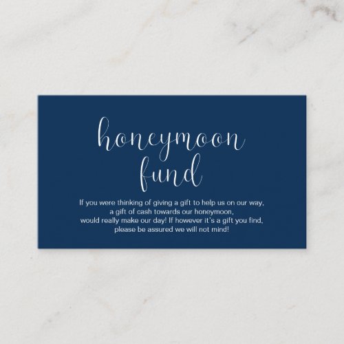 Wedding Honeymoon fund Modern Minimal Enclosure Card