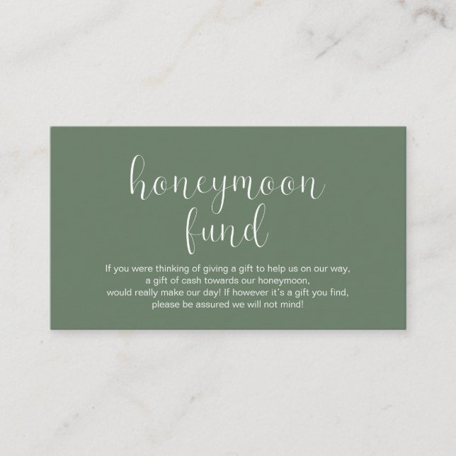 Wedding Honeymoon fund, Modern Minimal Enclosure Card (Front)