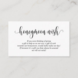 Wedding Honeymoon Fund or Wish, Modern Script Enclosure Card