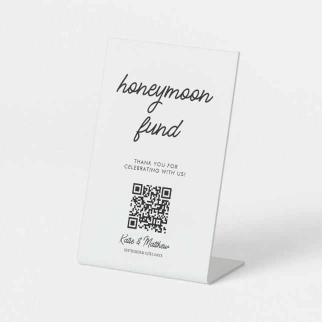 Wedding Honeymoon Fund QR Code Pedestal Sign (Front)