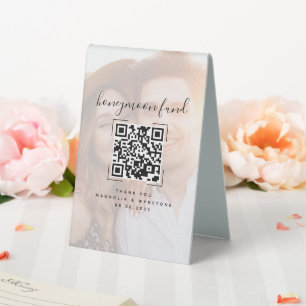 Wedding Honeymoon Fund QR Code Photo Table Tent
