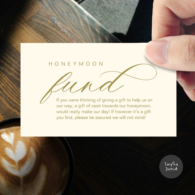 Wedding Honeymoon Fund, Wish, Modern Classy Enclosure Card (Wedding Honeymoon Wish, Fund, Cash, Modern Classy Enclosure Card, Yellow Gold)