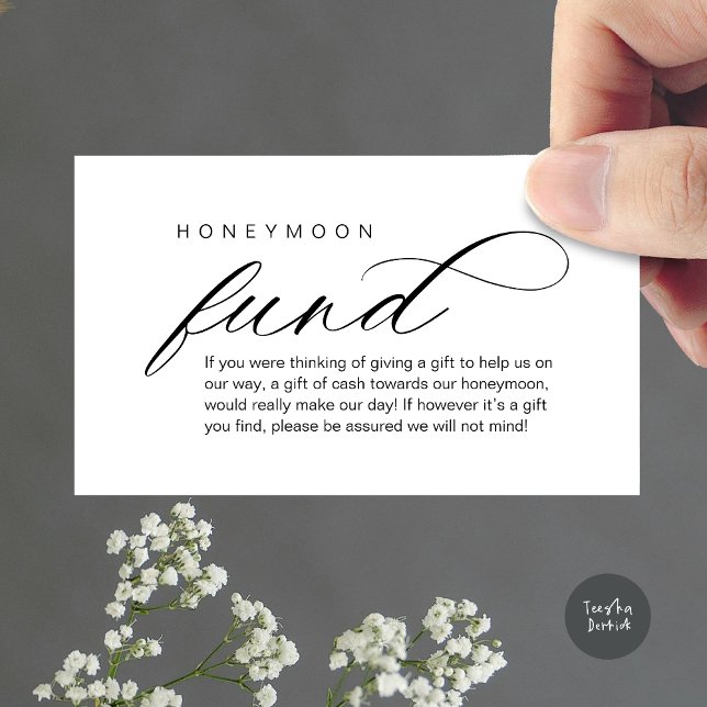Wedding Honeymoon Fund, Wish, Modern Classy Enclosure Card (Wedding Honeymoon Wish, Fund, Cash, Modern Classy Enclosure Card, Black White)