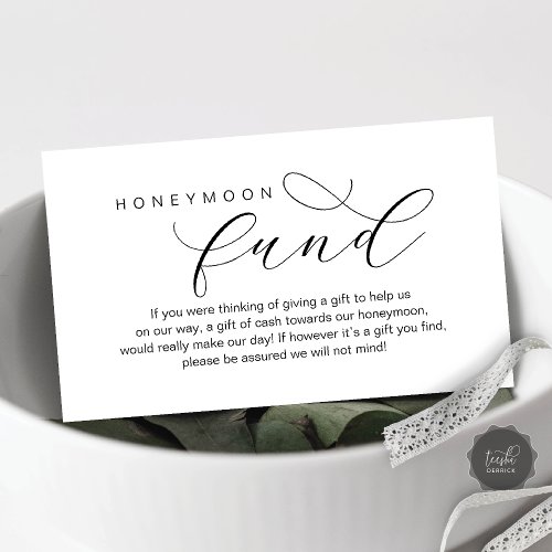 Wedding Honeymoon Fund Wish Modern minimal Enclosure Card
