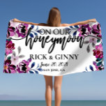 Wedding Honeymoon Gifts - Personalized Floral  Beach Towel<br><div class="desc">Introducing the perfect wedding or honeymoon gift - our personalized floral beach towels! Whether you're looking for a bachelorette beach towel, bridal party gift, or just a unique wedding gift, our towels are sure to please. Each towel is elegantly printed with the custom name of your choice. Our towels make...</div>