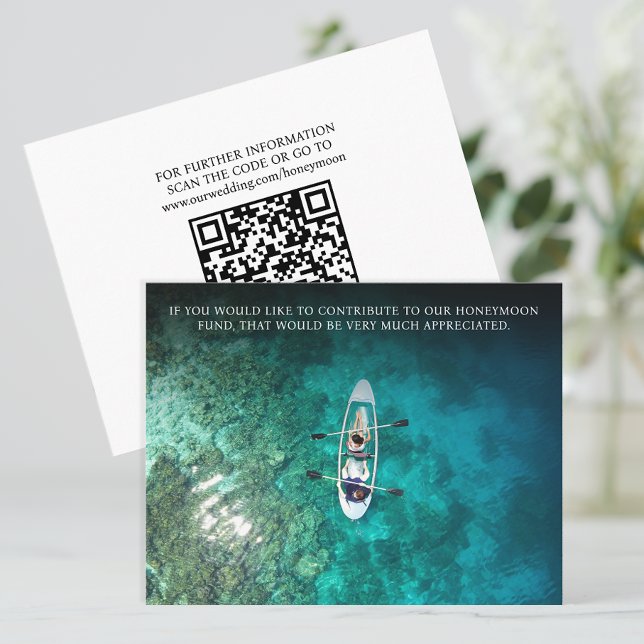 Wedding Honeymoon White Fund Gift Donation QR Code Enclosure Card (Creator Uploaded)
