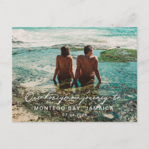 Wedding Honeymoon White Script Destination Postcard